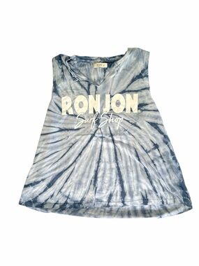 Vintage Ron Jon Surf Shop Tie Dye Tank Top Blue Graphic Sleeveless Tee Y2K Lrg